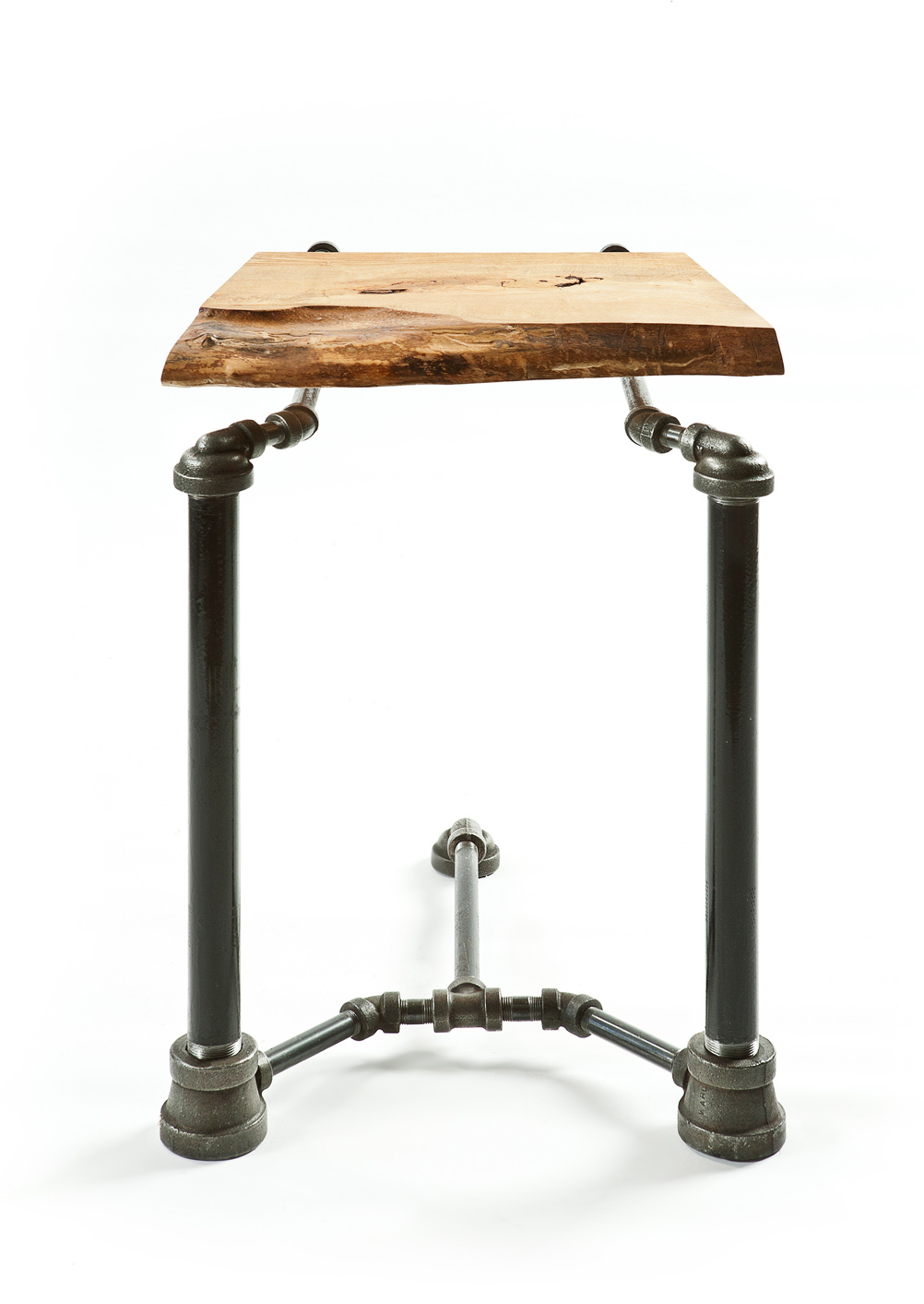 Inspired End Table Fuses Pipeworks and Raw Wood